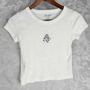 John Galt White Cropped T Shirt Jellyfish Graphic‎ Tee Women Brandy Melvillle